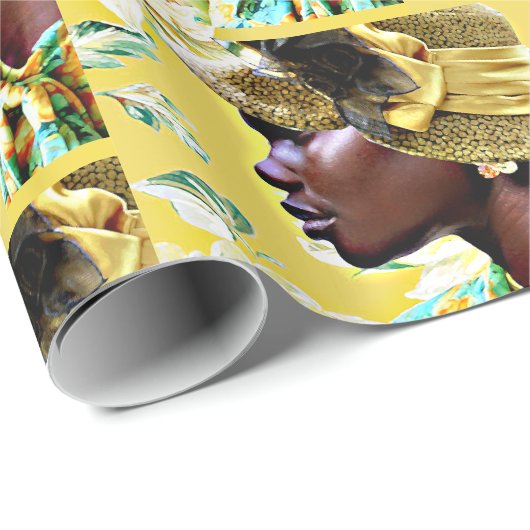 Frühling in Paris 1925 Vintage Cloche Hut Portrait Geschenkpapier (Rolleneckpunkt)