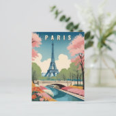 Frühling in Paris Frankreich Eiffelturm Retro Reis Postkarte (Stehend Vorderseite)
