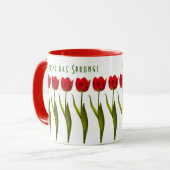 Frühling ist entsprungen! - Rote Tulpen - Tasse (Vorderseite Links)
