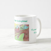 Frühling Kaffeetasse mit Baby- und Muttervogel (VorderseiteRechts)