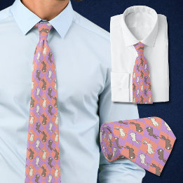 Frühling Kaninchen Rosa und Lila Pastell Argyle Krawatte