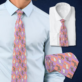 Frühling Kaninchen Rosa und Lila Pastell Argyle Krawatte