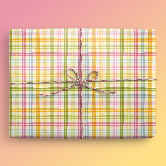 Frühling Kariert Pastell Geschenkpapier