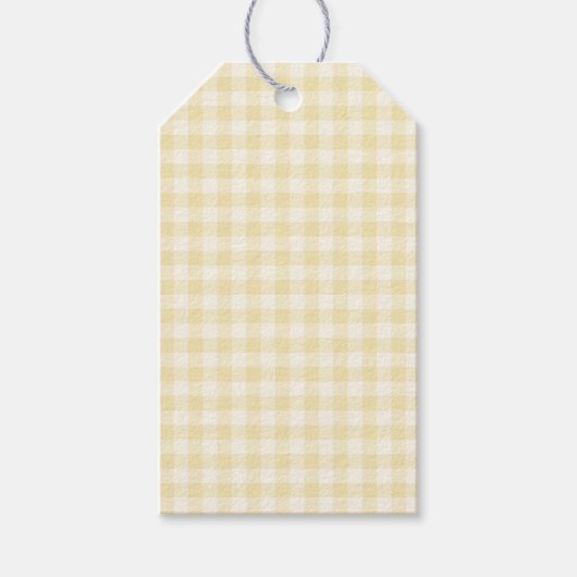 Frühling Klassisches Gingham | Buttercreme Geschenkanhänger (Vorderseite)