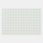 Frühling Klassisches Gingham | Gedämpfter Salbei Geschenkpapier Set (Vorderseite)