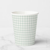 Frühling Klassisches Gingham | Gedämpftes Salbei Pappbecher (Links)