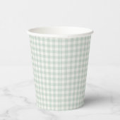 Frühling Klassisches Gingham | Gedämpftes Salbei Pappbecher (Rechts)