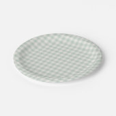 Frühling Klassisches Gingham | Gedämpftes Salbei Pappteller (Schrägansicht)