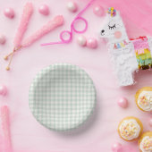 Frühling Klassisches Gingham | Gedämpftes Salbei Pappteller (Party)
