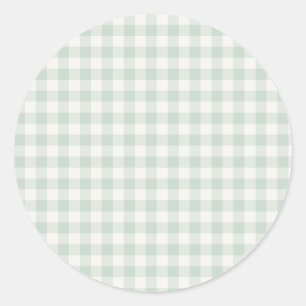 Frühling Klassisches Gingham Gedämpftes Salbei Runder Aufkleber