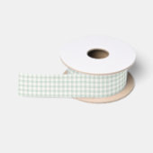Frühling Klassisches Gingham | Gedämpftes Salbei Satinband (Spule)