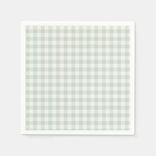 Frühling Klassisches Gingham | Gedämpftes Salbei Serviette (Vorderseite)