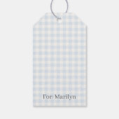Frühling Klassisches Gingham | Puderblau Geschenkanhänger (Rückseite)