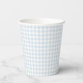 Frühling Klassisches Gingham | Puderblau Pappbecher (Rückseite)