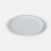 Frühling Klassisches Gingham | Puderblau Pappteller (Schrägansicht)