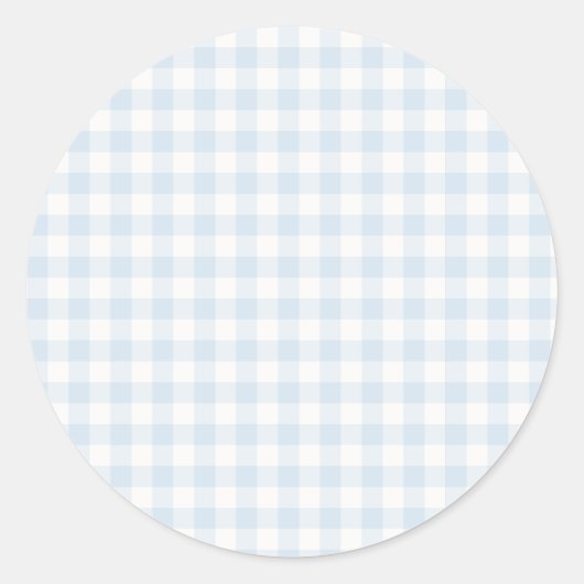 Frühling Klassisches Gingham | Puderblau Runder Aufkleber (Vorderseite)