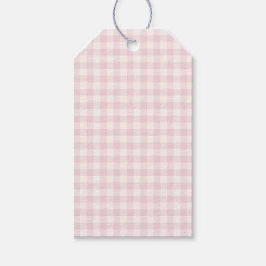 Frühling Klassisches Gingham | Sanftes Rosa Geschenkanhänger (Vorderseite)