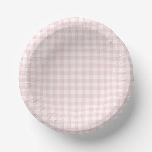Frühling Klassisches Gingham | Sanftes Rosa Pappteller (Vorderseite)