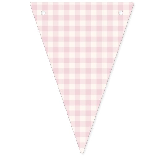 Frühling Klassisches Gingham | Soft Blush Wimpelkette (Erste Fahne)