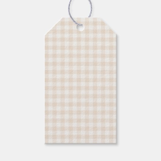 Frühling Klassisches Gingham | Weicher Leinen Geschenkanhänger (Vorderseite)