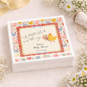 Frühling Kleines Küken Florales Mädchen Baby Showe Serviette