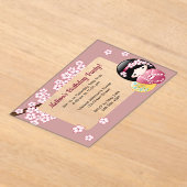 Frühling Kokeshi Pink Transparentes Fenster Geburt Acryleinladungen (Ablage )