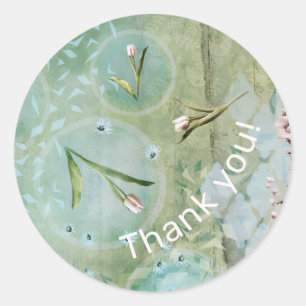 Frühling kommt mit Tulips personalisiert Classic R Runder Aufkleber