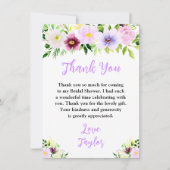 Frühling Lila florales Brautparty Dankeskarte (Vorderseite)