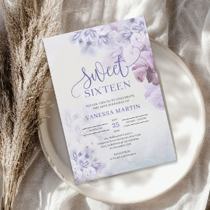 Frühling lila staubblaue Lila boho 16 . Geburtstag Einladung