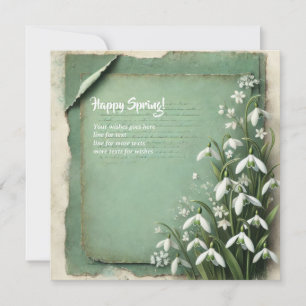 Frühling mit Schneeglöckchen Blumen grün Feiertagskarte