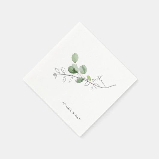 Frühling Moderne Wasserfarbe & Bleistift Botanisch Serviette (Ecke)