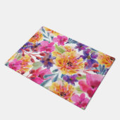 Frühling Multicolor Aquarellblüte Fußmatte (Schrägansicht)