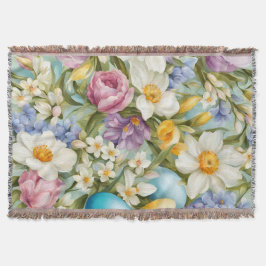 Frühling. Narzissen, Hyazinthen, Tulpen, Ostereier Decke