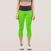Frühling Neon Green Black High Waisted Capris (Vorderseite)