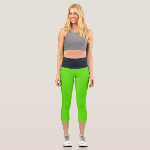 Frühling Neon Green Black High Waisted Capris