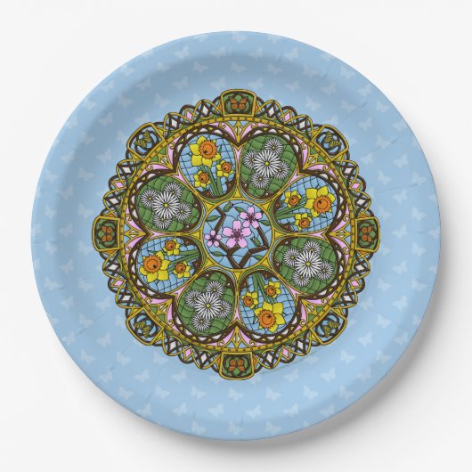 Frühling Nouveau Pappteller (Vorderseite)