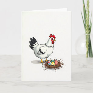 Frühling Osterkarte mit Festtagsvogel und Eiern Karte