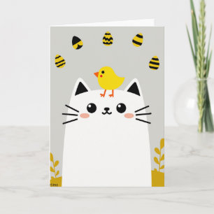 Frühling Osterkarte mit freundlicher Katze Karte