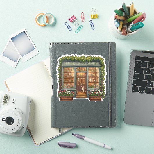 Frühling Osterladen mit süßem lesendem Hasen Aufkleber (iPad Hülle)