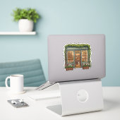 Frühling Osterladen mit süßem lesendem Hasen Aufkleber (Laptop auf Schreibtisch)