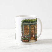 Frühling Osterladen mit süßem lesendem Hasen Kaffeetasse (VorderseiteRechts)