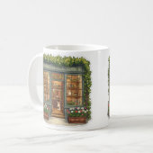 Frühling Osterladen mit süßem lesendem Hasen Kaffeetasse (Vorderseite Links)