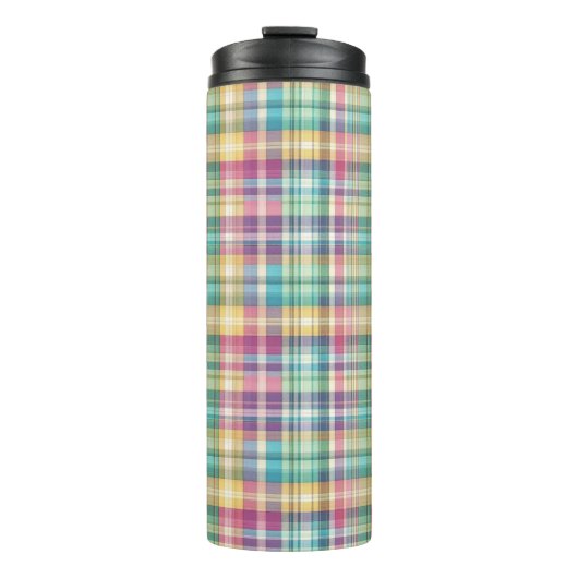 Frühling/Ostern Pastell-Karo Thermosbecher (Vorderseite)