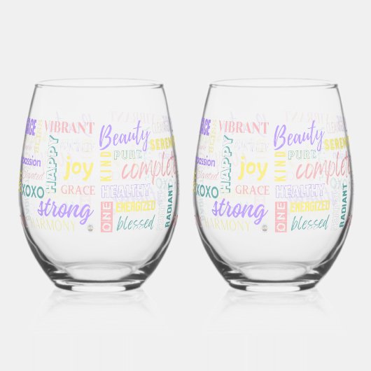 Frühling Pastel High Vibe Ich bin positiv Energie Weinglas Ohne Stiel (Links)