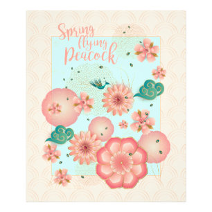 Frühling Peach Garden Flying Peacock Frische Pasta Fotodruck