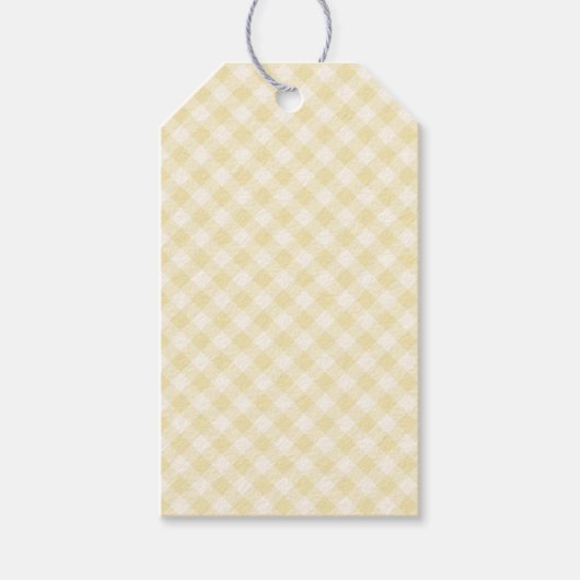 Frühling Retro Gingham | Buttercreme Geschenkanhänger (Vorderseite)