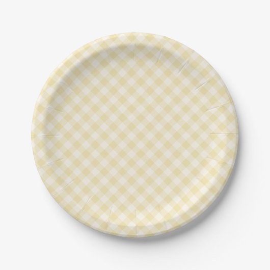 Frühling Retro Gingham | Buttercreme Pappteller (Vorderseite)