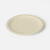Frühling Retro Gingham | Buttercreme Pappteller (Schrägansicht)