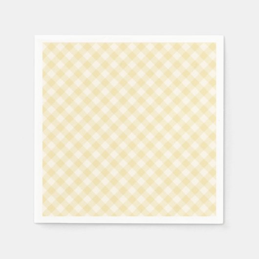 Frühling Retro Gingham | Buttercreme Serviette (Vorderseite)