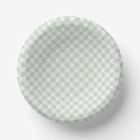 Frühling Retro Gingham | Gedämpfter Salbei Pappteller (Vorderseite)